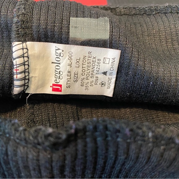 JEGGOLOGY Cotton Rib Knit Leggings L/XL Jet Black Preowned - Picture 11 of 15